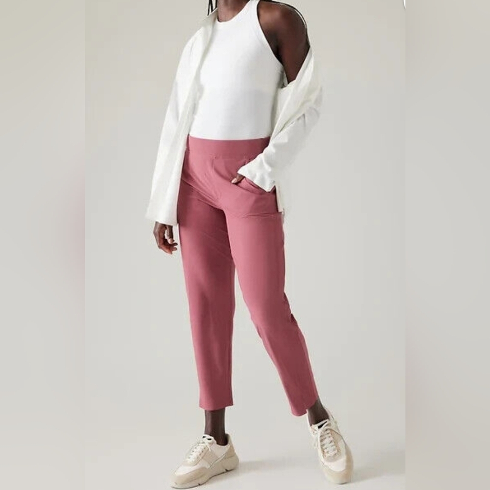 Athleta  Brooklyn Ankle Cropped Pants in Pink with Comfortable Fit